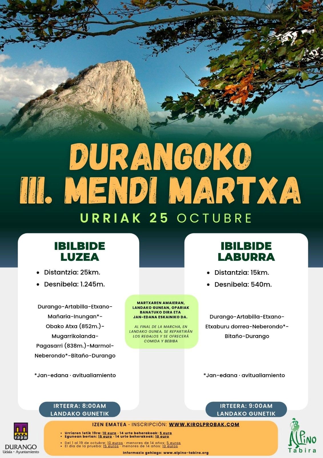 DURANGOKO III. MENDI MARTXA LUZEA 25 KM - Inskriba zaitez