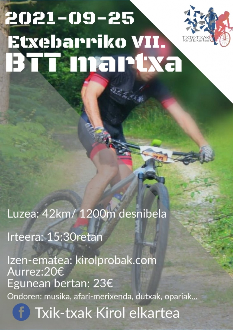 ETXEBARRIKO VII. BTT MARTXA 2021 - Inskriba zaitez
