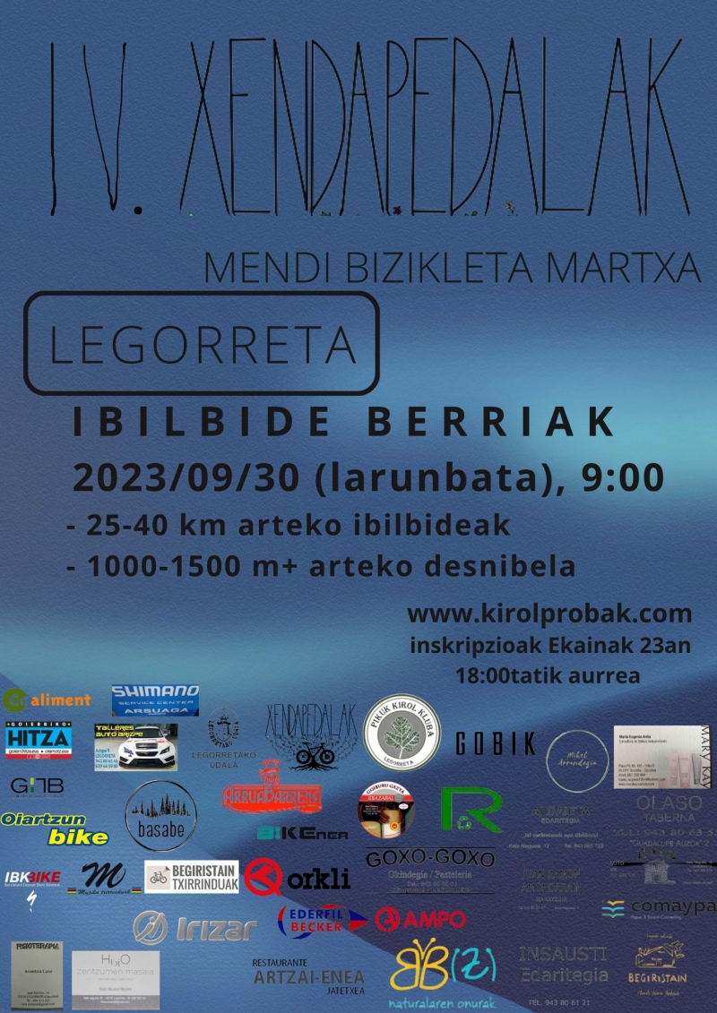 IV. XENDAPEDALAK MENDI BIZIKLETA MARTXA - Inskriba zaitez