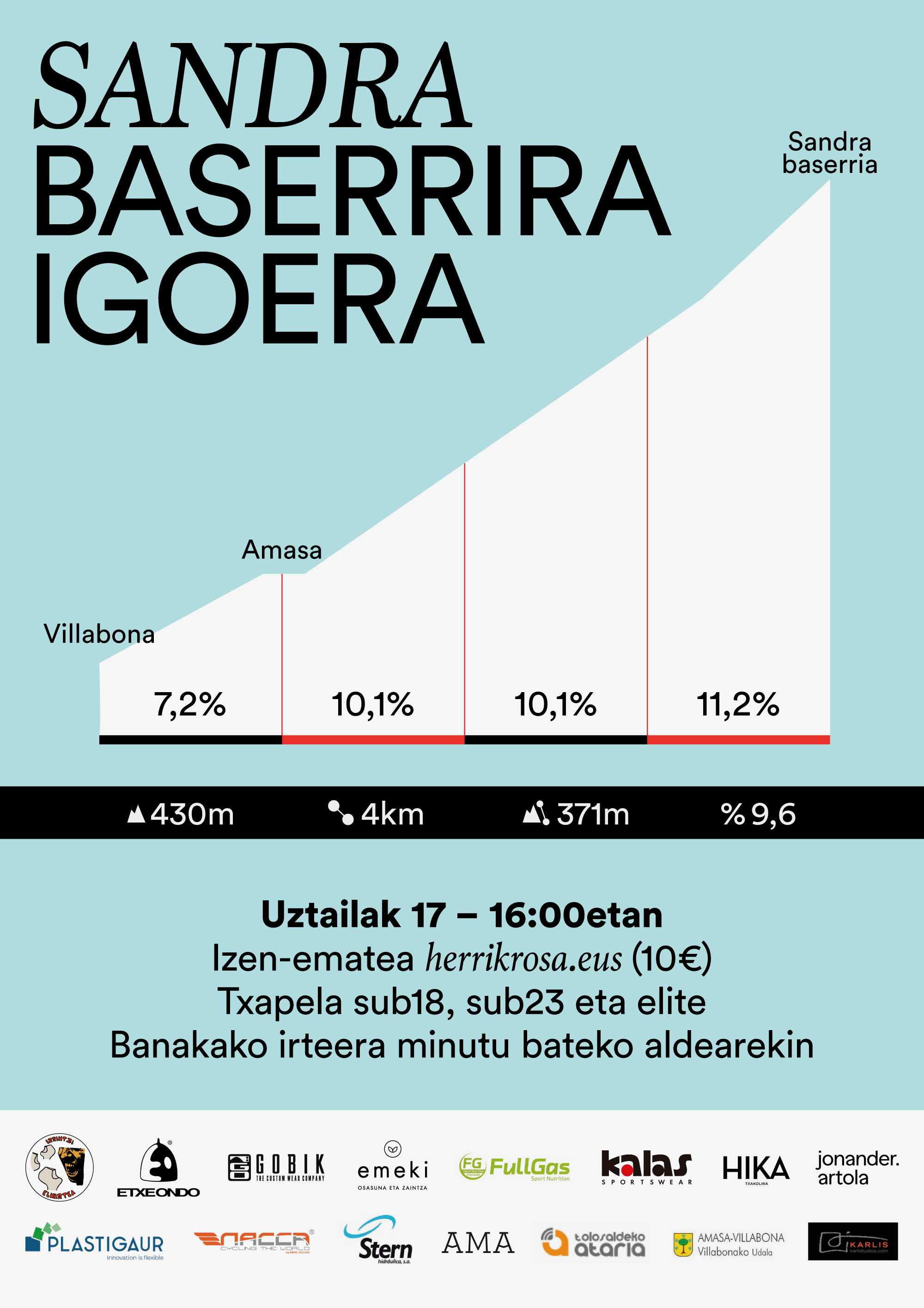 KRONOESKALADA BIZIKLETAZ SANDRA BASERRIRA - Inskriba zaitez