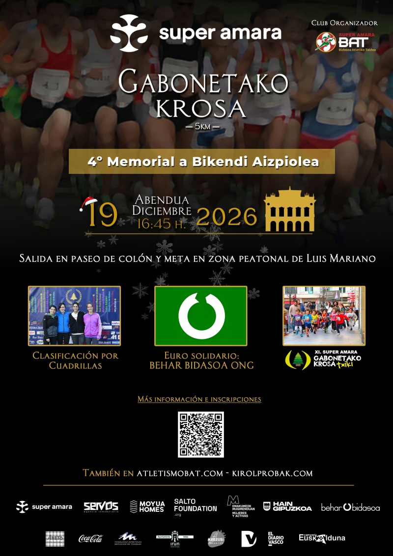 XII. SUPER AMARA GABONETAKO KROSA IRUN   - Inscríbete