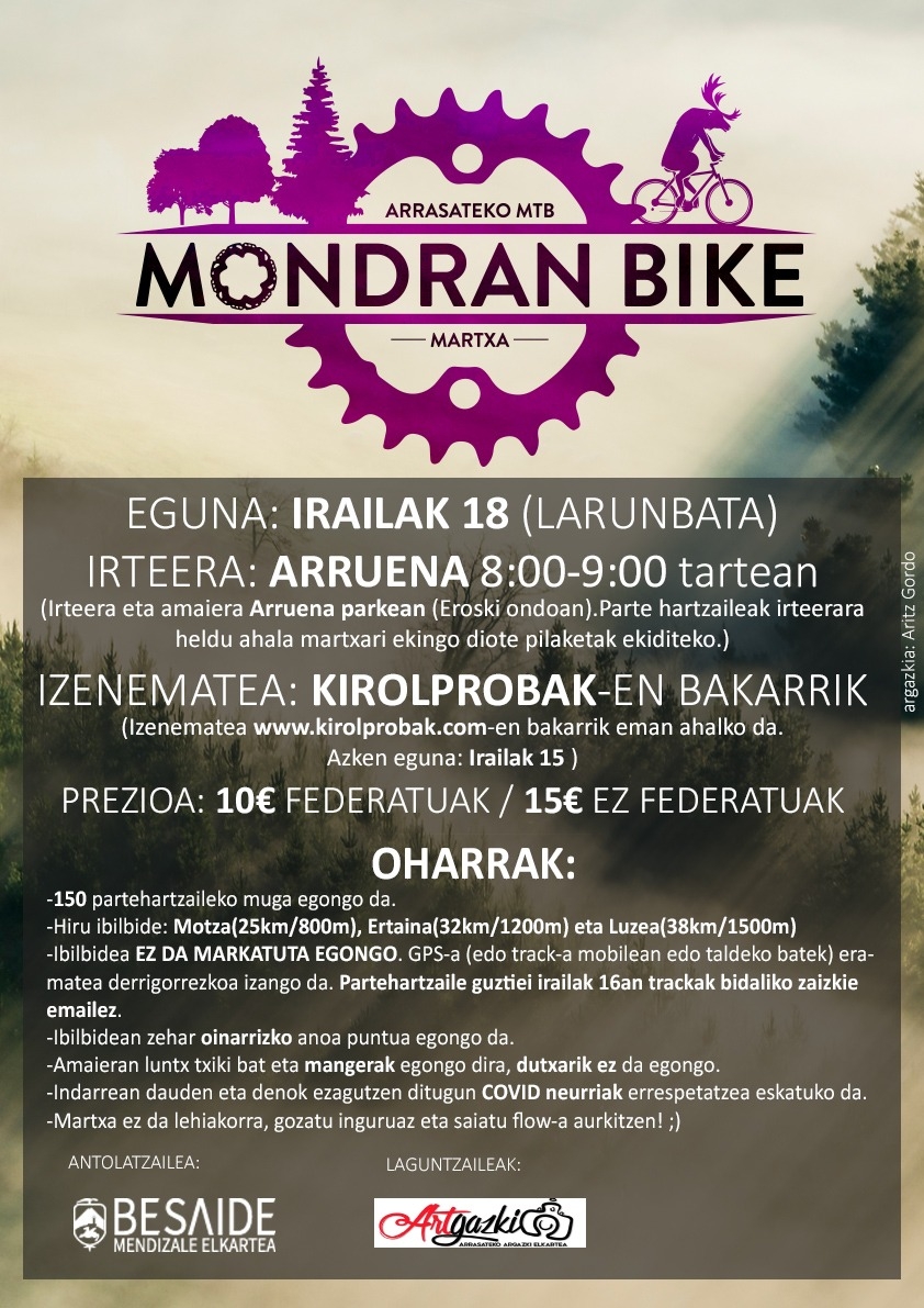 MONDRAN BIKE ARRASATEKO MTB MARTXA - Inscríbete