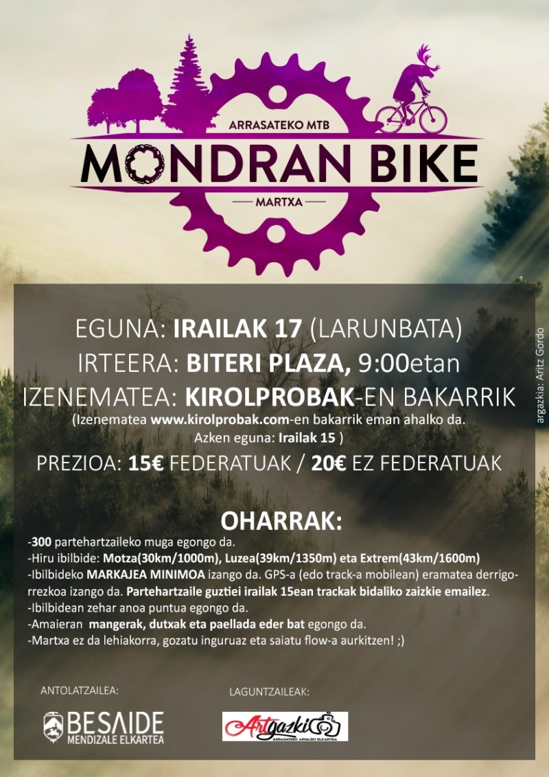 MONDRAN BIKE 2022 - ARRASATEKO MTB MARTXA - Inskriba zaitez