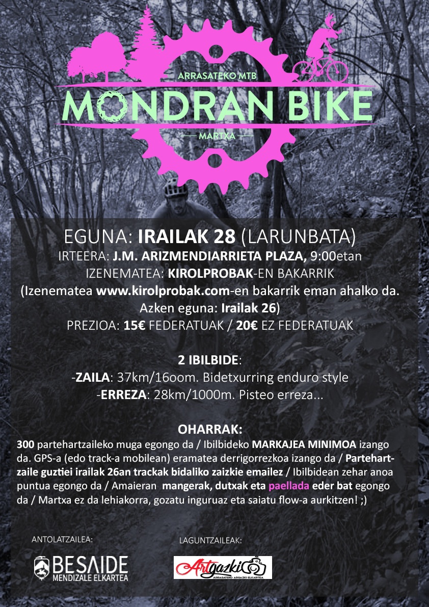 MONDRAN BIKE 2024 - ARRASATEKO MTB MARTXA - Inskriba zaitez