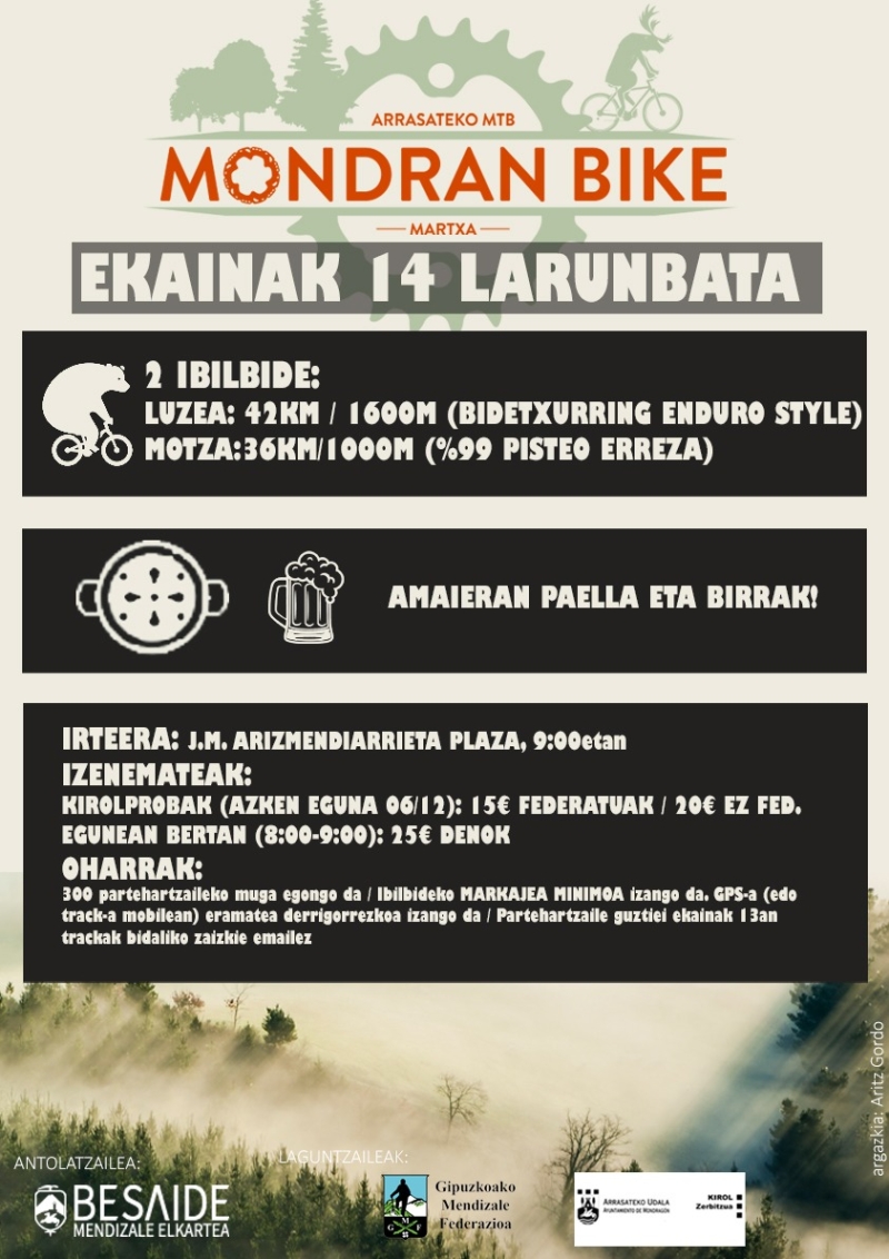MONDRAN BIKE 2025 - ARRASATEKO MTB MARTXA - Inskriba zaitez