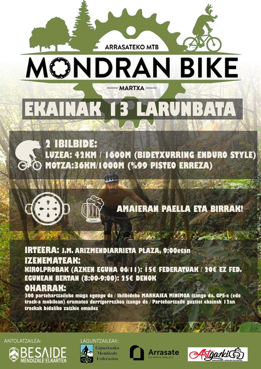 MONDRAN BIKE 2026 - ARRASATEKO MTB MARTXA - Inskriba zaitez