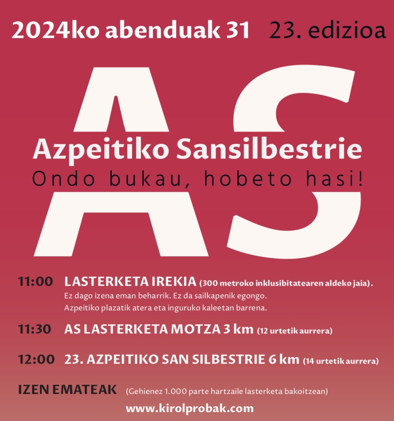 23. AZPEITIKO SANSILBESTRIE - Inskriba zaitez