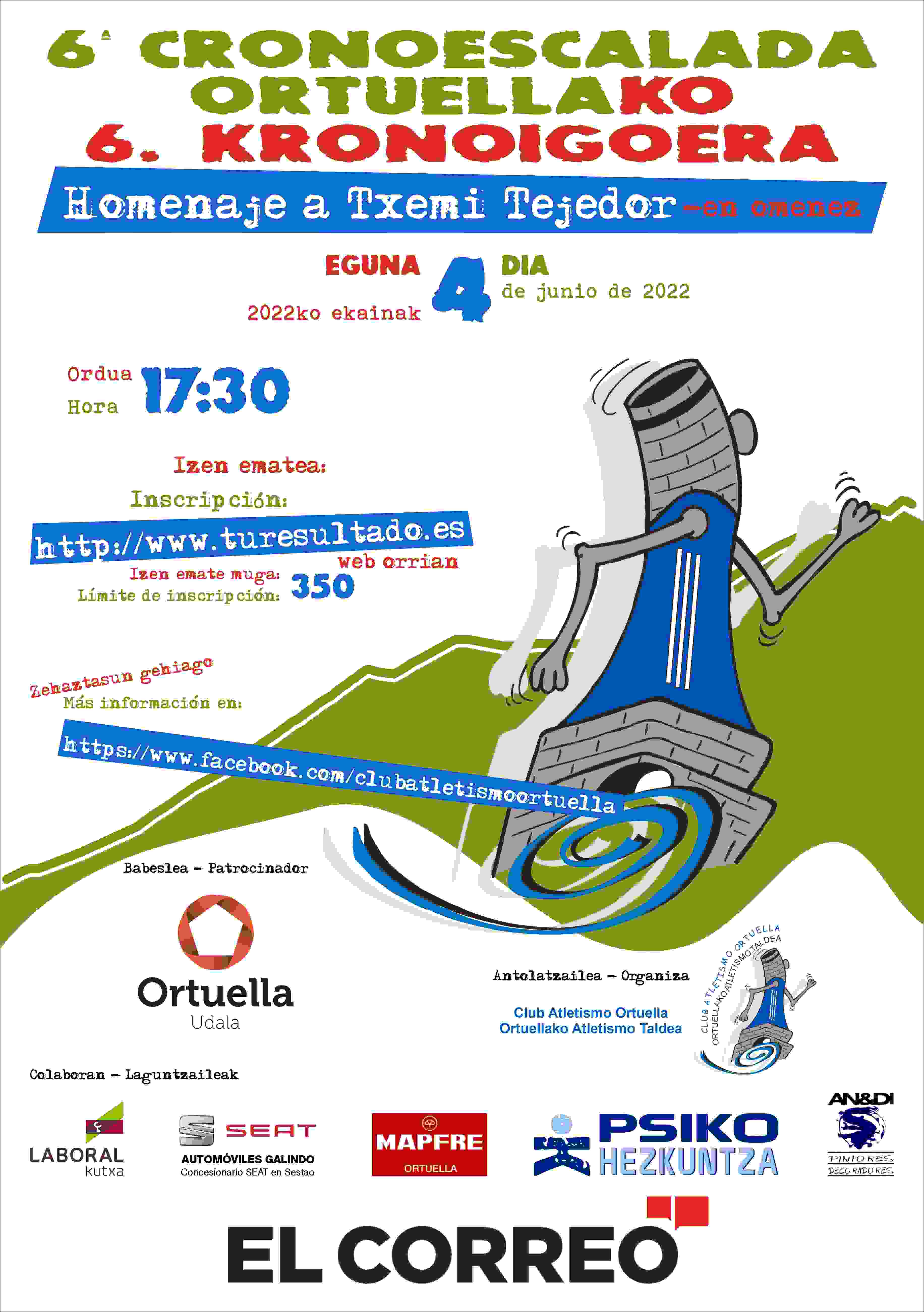 VI CRONOESCALADA POPULAR DE ORTUELLA-MEMORIAL TXEMI TEJEDOR - Inscríbete