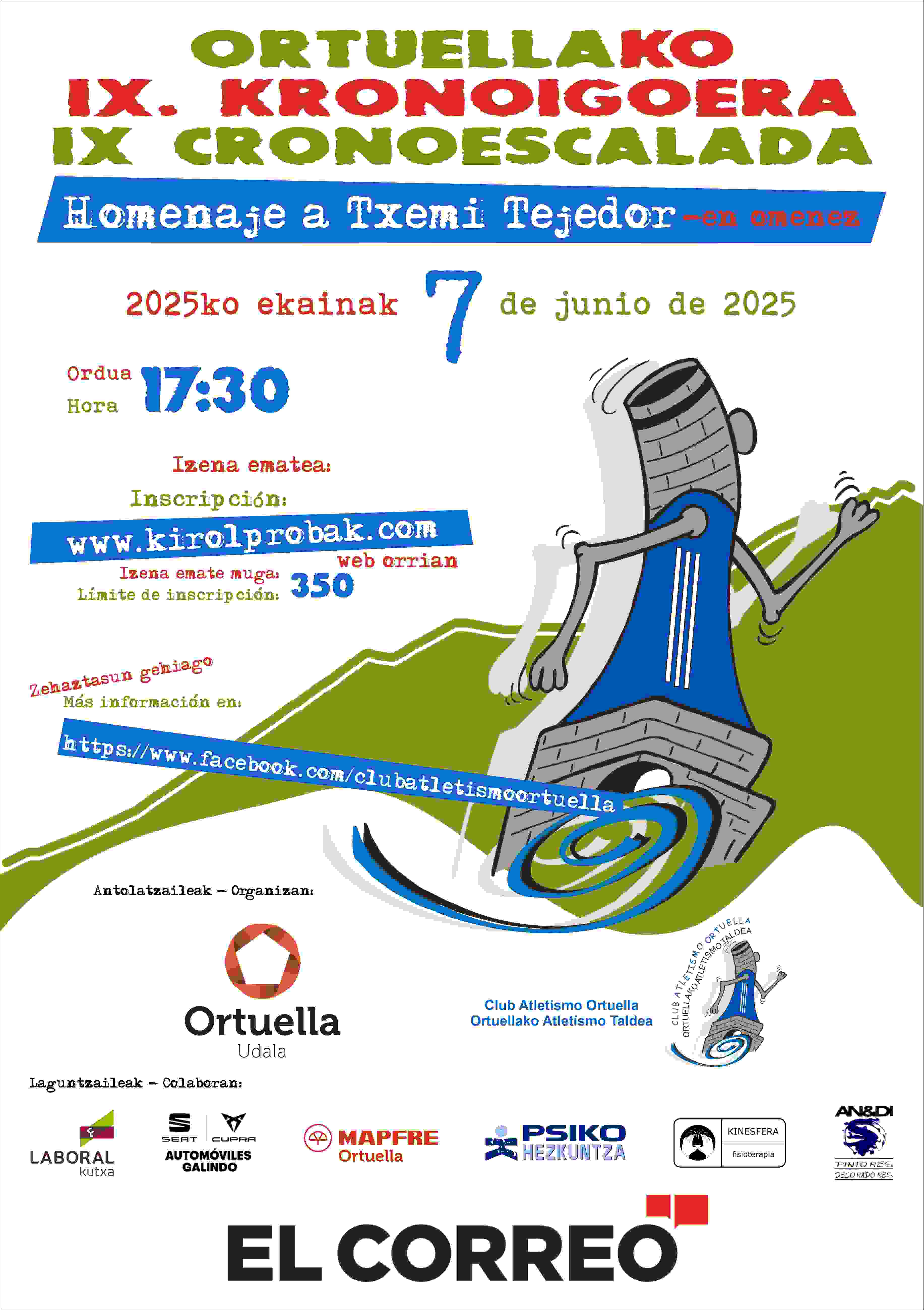 IX CRONOESCALADA POPULAR DE ORTUELLA-MEMORIAL TXEMI TEJEDOR - Inscríbete