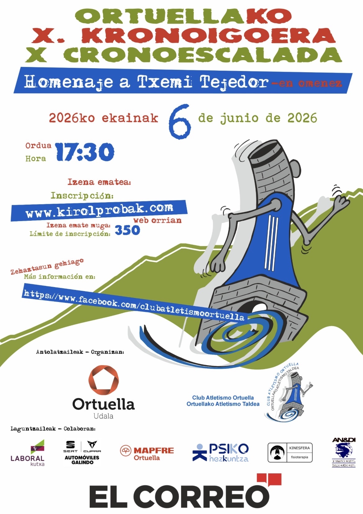 X CRONOESCALADA POPULAR DE ORTUELLA-MEMORIAL TXEMI TEJEDOR - Inscríbete