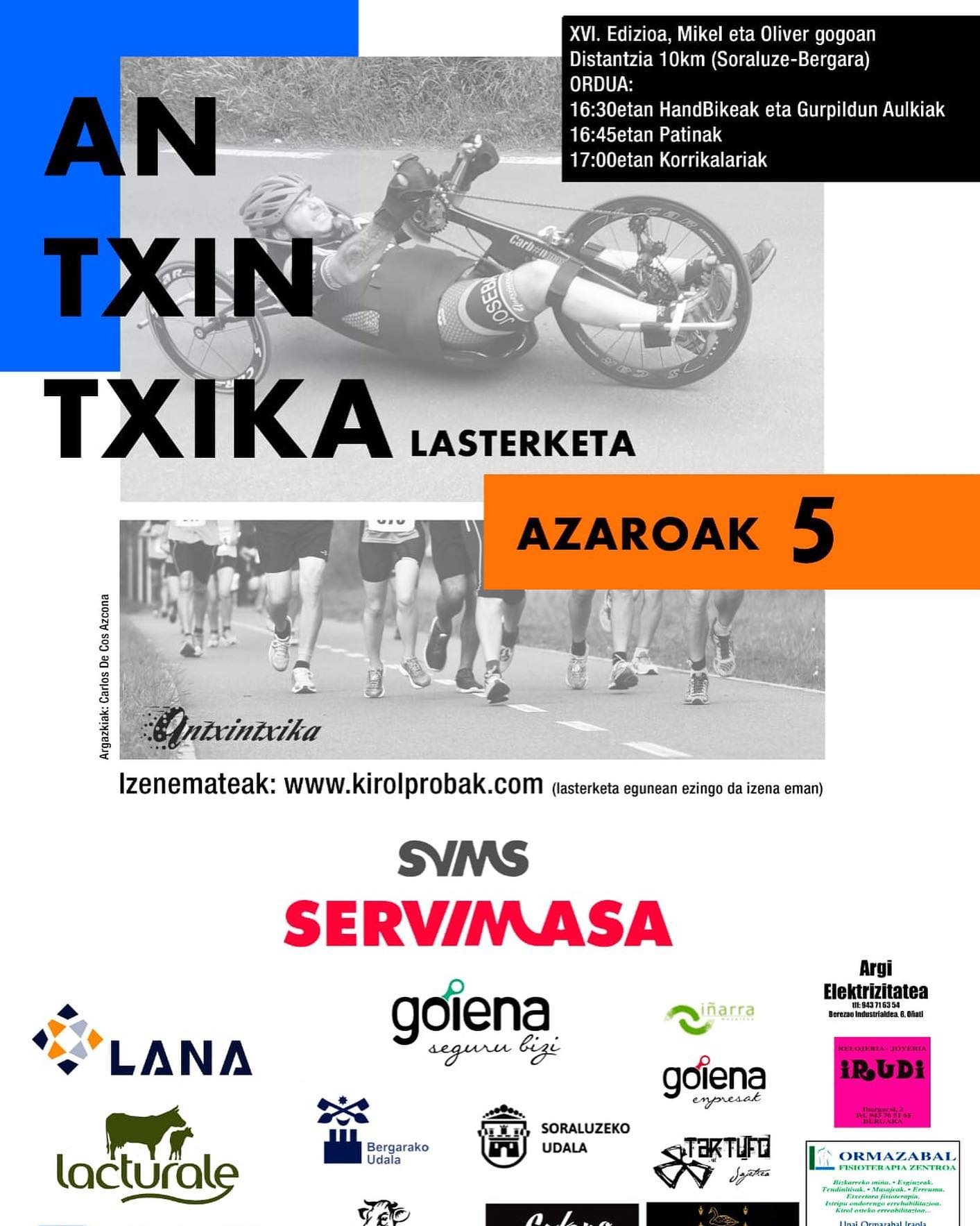 XVI ANTXINTXIKA LASTERKETA - Inscríbete