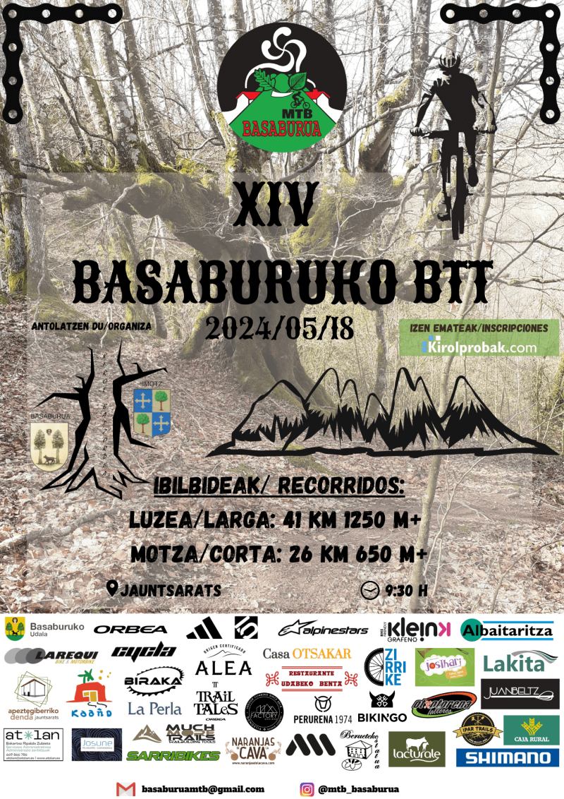 XIV BASABURUKO BTT MARTXA - Inscríbete