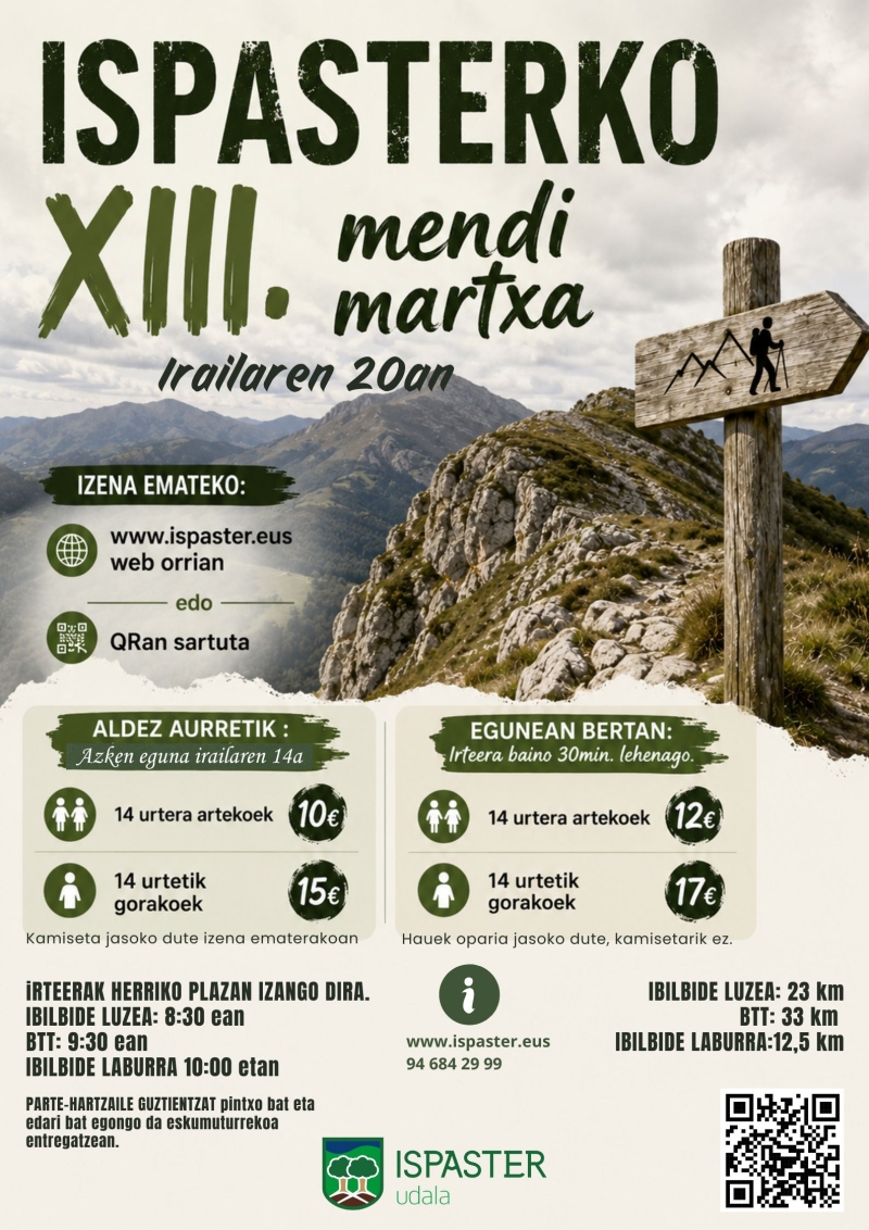 ISPASTERKO MENDI MARTXA 2026 - Inscríbete
