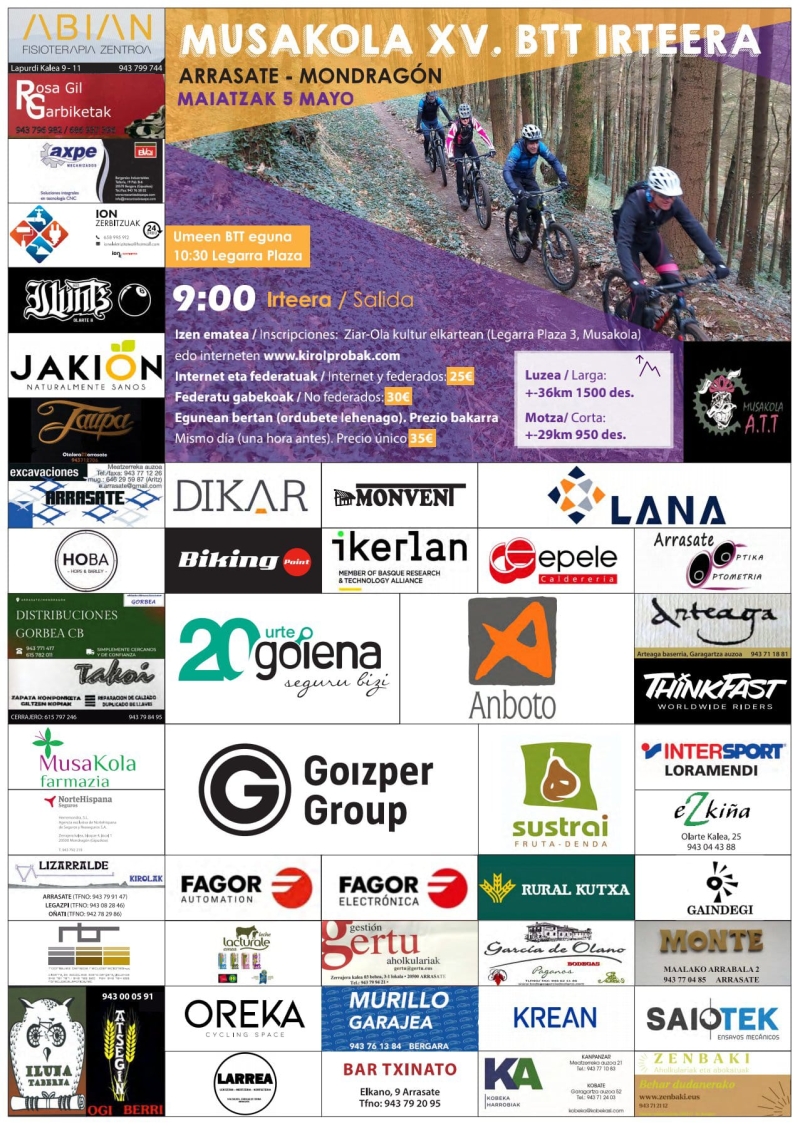 XV. BTT-MUSAKOLA 2024 - Inscríbete XV. BTT-MUSAKOLA 2024 - Inscríbete