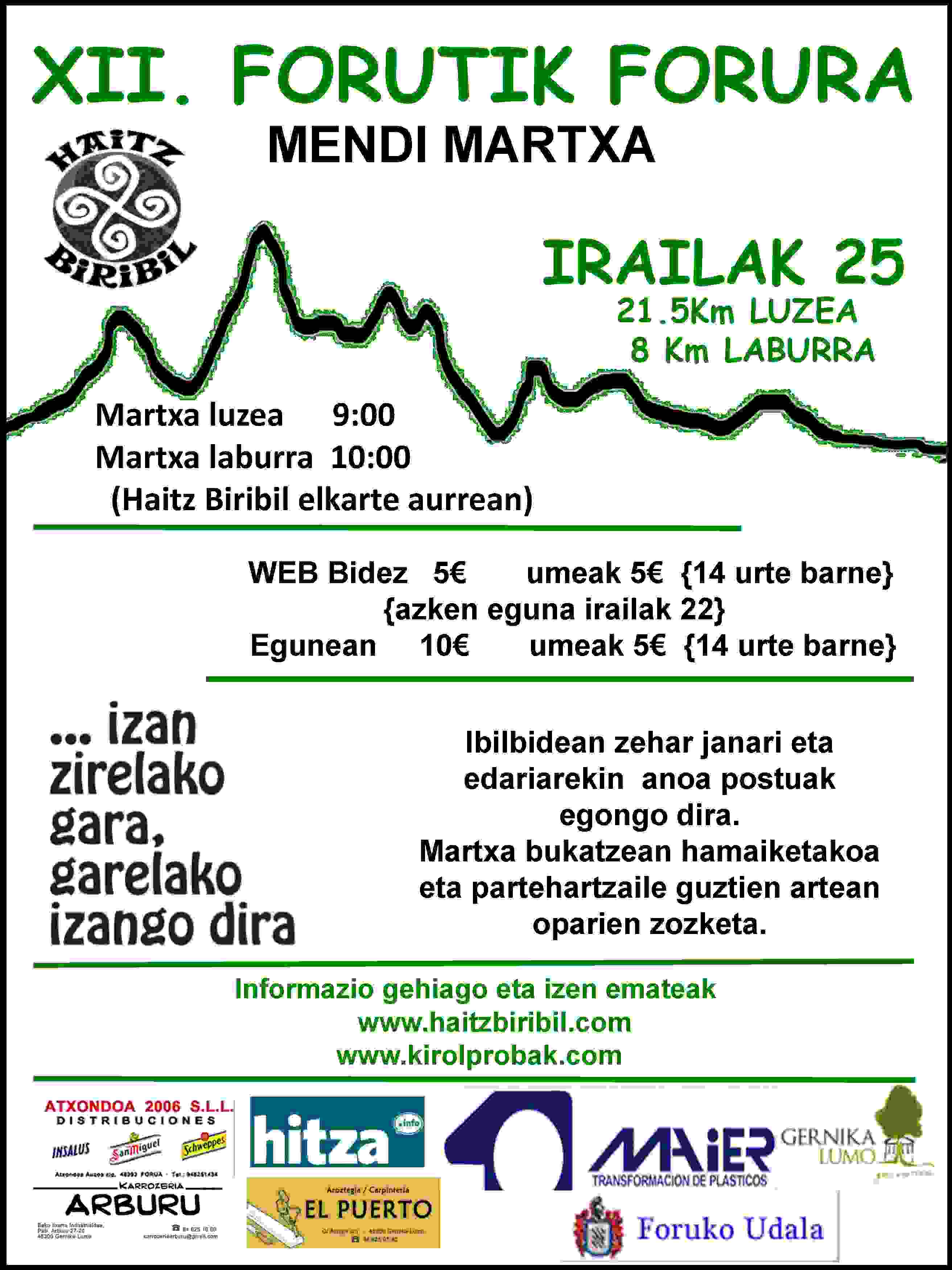 XII. FORUTIK FORURA MENDI MARTXA - Inscríbete XII. FORUTIK FORURA MENDI MARTXA - Inscríbete