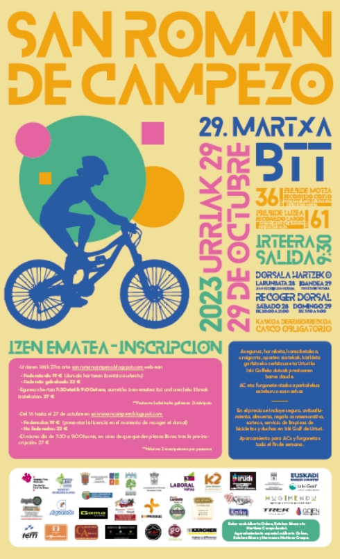 XXIX. MARCHA BTT SAN ROMÁN DE CAMPEZO A TRAVÉS DEL PARQUE DE IZKI - Inscríbete XXIX. MARCHA BTT SAN ROMÁN DE CAMPEZO A TRAVÉS DEL PARQUE DE IZKI - Inscríbete