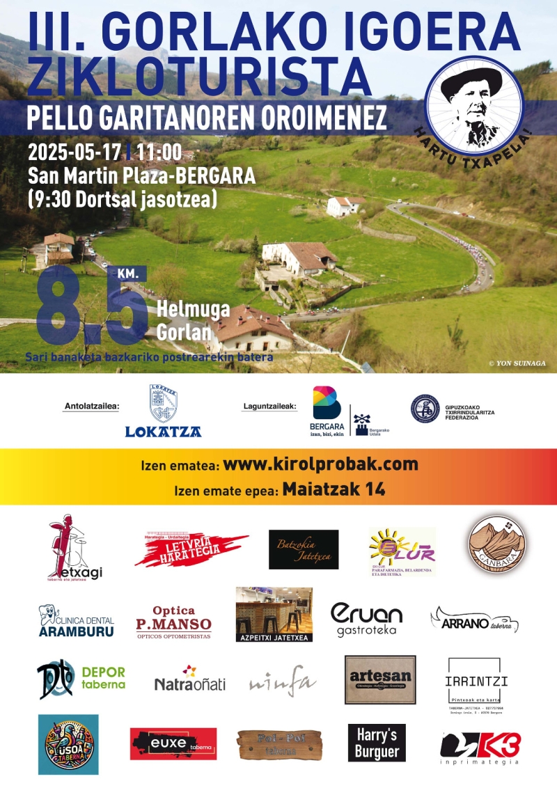 GORLARA III  IGOERA ZIKLOTURISTA, PELLO GARITANO OROIGARRIA - Inskriba zaitez GORLARA III  IGOERA ZIKLOTURISTA, PELLO GARITANO OROIGARRIA - Inskriba zaitez